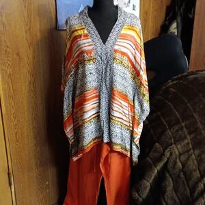 Multicolor V-Neck Women's Sweater